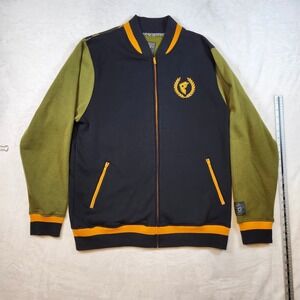 Famous Stars & Straps Track Jacket Mens 2XL Black Green Camo Excellent Zip Up